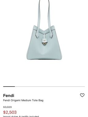 Fendi Origami Medium Tote in Pale Blue